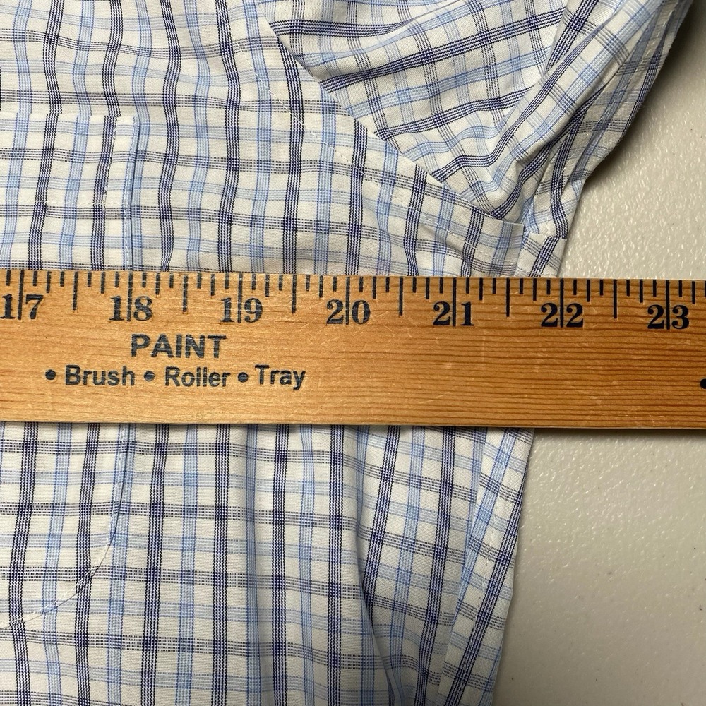 Brooks Brothers Shirt 16 33 Mens L/S Button Down Milano Blue White Gray Plaid - Picture 4 of 8
